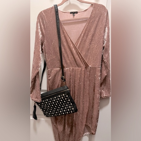 Stretch Pink Velvet Charlotte Russe Dress 1X - Picture 1 of 4